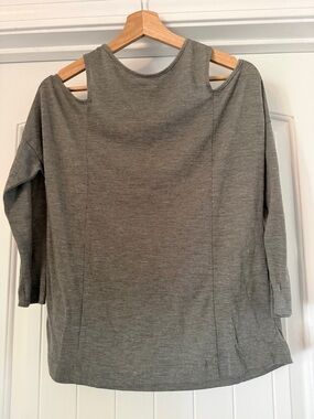 Zara Olive-Grey Crewneck Knit Top